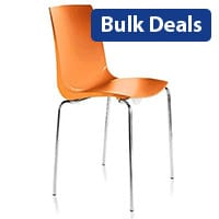 ARI Canteen Stacking Chair with Chrome Frame and Polypropylene Seat In Orange