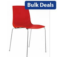 ARI Canteen Stacking Chair with Chrome Frame and Polypropylene Seat In Red