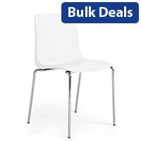 ARI Canteen Stacking Chair with Chrome Frame and Polypropylene Seat In White