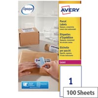 Avery White Laser Parcel Labels 199.6 x 289.1mm 1 Per Sheet Pack of 100