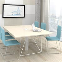 Air Meeting Table Oak Veneer Rectangular Top And Metallic Designer Base