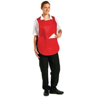 Whites Tabard With Pocket Red