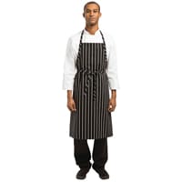 Chef Works Premium Woven Bib Apron Black and White Stripe
