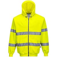 Portwest B305 Hi-Vis Zipped Hoodie Yellow Size XS Regular Fit