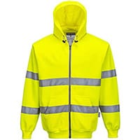 Portwest B305 Hi-Vis Zip Front Hoodie Yellow Medium