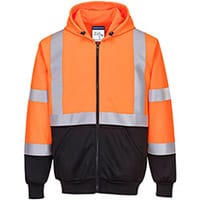 Portwest B315 Hi-Vis 2-Tone Zipped Hoodie Orange & Black Medium