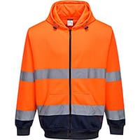 Portwest B317 Hi-Vis 2-Tone Zip Front Hoodie Orange & Navy Small