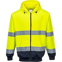 Portwest B317 Hi-Vis 2-Tone Zip Front Hoodie Yellow & Navy Large