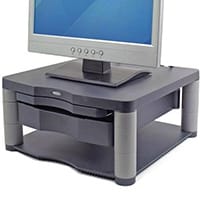 Fellowes Monitor Riser – 21”, Max Weight Capacity 36kg, Graphite, 5 Adjustable Height Positions, Extra 51mm Storage, FIRA Approval & 100% Recycled Plastic (9169501)