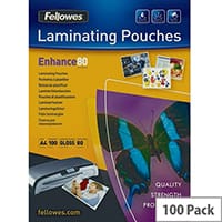 Fellowes Pack of 100 Laminating Pouch A4 160micron