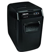Fellowes AutoMax™ 150C Cross-Cut Shredder - 32L Bin Capacity, 150 Sheet Capacity, 12 Minutes Run Time, Shred to Cross-Cut Particles (Security Level P-4), Auto-Reverse, Auto Feed, Sleep Mode - Colour: Black 4680201