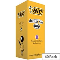 Bic Round Stic Grip Purple Pack of 40 920412