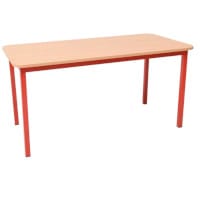 Steel Red Leg Rectangular Classroom Table - Height 530mm