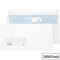 Evolve DL Recycled Window Envelopes Self Seal White 90gsm Pack of 1000