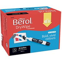 Berol Drywipe Marker Bullet Tip Black Pack of 48 1984868