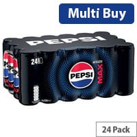 Pepsi Max Original Soft Drink Cans, 330ml (Pack of 24, Ref A01100) - No Sugar Pepsi for Maximum Refreshment