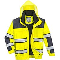 Portwest C466 Hi-Vis Classic Bomber Jacket Yellow & Navy Medium