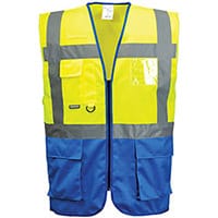 Portwest C476 Warsaw Executive Vest Yellow & Royal Blue Medium