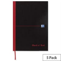 Black n Red A6 Book C66655 Casebound 192 Pages Pack 5