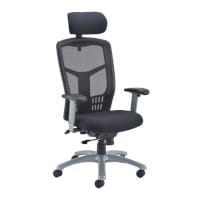 Fonz - 24 Hour Office Chair - Black - Breathable Mesh Back - Integral Headrest - Adjustable Arms