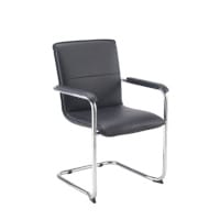 Pavia Leather Look Chrome Cantilever Base Boardroom & Meeting Room Armchair Black