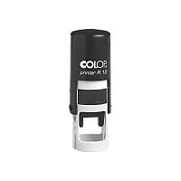 COLOP Printer R 12 Round Text Pre-Inked Rubber Stamp Black Ink Black Handle