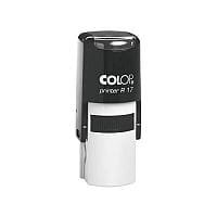 COLOP Printer R 17 round text Pre-Inked Rubber Stamp Black Ink Black Handle