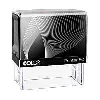 COLOP Printer 50 Custom Text Pre-Inked Rubber Stamp Black Ink Black Handle