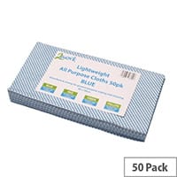 2Work Pack of 50 All Purpose Cleaning Cloths 580x330mm Blue