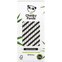Cheeky Panda Bamboo Paper Straw Black Stripes Pack of 250 0111129