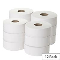 Maxima Pack of 12 Mini Jumbo Dispenser Toilet Refill Paper Tissue Rolls 200m KMAX2500