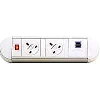 Chroma Clip-on Power Module 2 x UK Sockets, 1 x twin USB Fast Charge - White