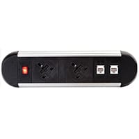 Chroma Clip-on Power Module 2 x UK Sockets, 2 x RJ45 Sockets - Black