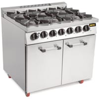 Buffalo 6 Burner Gas Oven Range with Castors