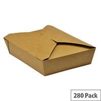 No. 2 Disposable Brown Kraft Food Cartons 1500ml 19.5x14x5cm Pack of 280