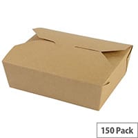 No. 5 Disposable Brown Kraft Food Cartons 1050ml 15.2x12.1x5cm Pack of 150