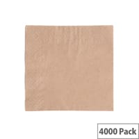 24x24cm 2-Ply Unbleached Recycled Disposable Napkins Pack of 4000