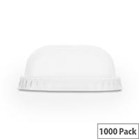 Compostable Dome Lids For 7-9oz Slim Cold Drink Cups With C-Hole Straw Slot Clear Pack of 1000