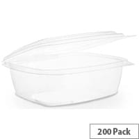 Compostable PLA 32oz Disposable Hinged Lid Deli Container Clear Pack of 200