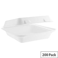 Compostable 8inch Square Bagasse Disposable Lunch Boxes Pack of 200