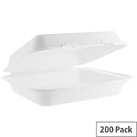Compostable 9x8inch Bagasse Disposable Lunch Boxes Pack of 200