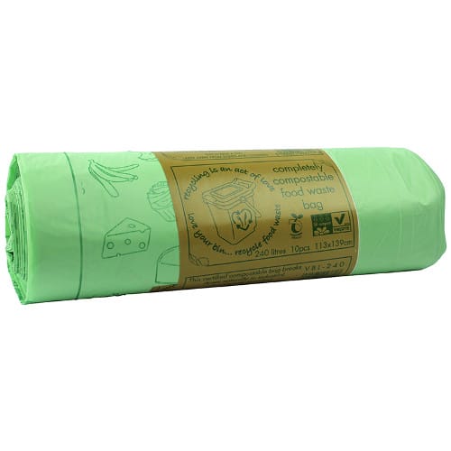 240L Completely Compostable Bin Bags Roll of 10 x 14