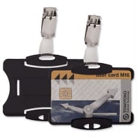 Security Pass Badge Holder Black 54x85mm Pack 25 Durable