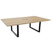 Prestige Meeting Table Seats 8 To 10 People 2400x1400x735mm - Nebraska Top And A Metal Arch Ribbon Black Leg