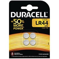 Duracell LR44 Alkaline Button Batteries Pack of 4 A76/4