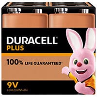 Duracell Plus 9V Battery Alkaline Pack of 4 5009826