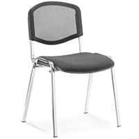 ISO Stacking Chair Black Mesh Chrome Frame