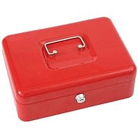 Phoenix Red Cash Tray – 6 Coin & 1 Note Compartment, 2 Keys, Steel, Removable Organiser Tray, Carry Handle, Front-Mounted Key Lock (CB0102K)