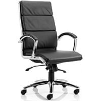 Classic Executive Office Chair - High Back - Black Seat & Back - Fixed Padded Arms - Chrome Base & Accents