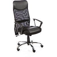 Vegas Executive Office Chair Black Leather Seat Black Mesh Back With Leather Headrest With Arms